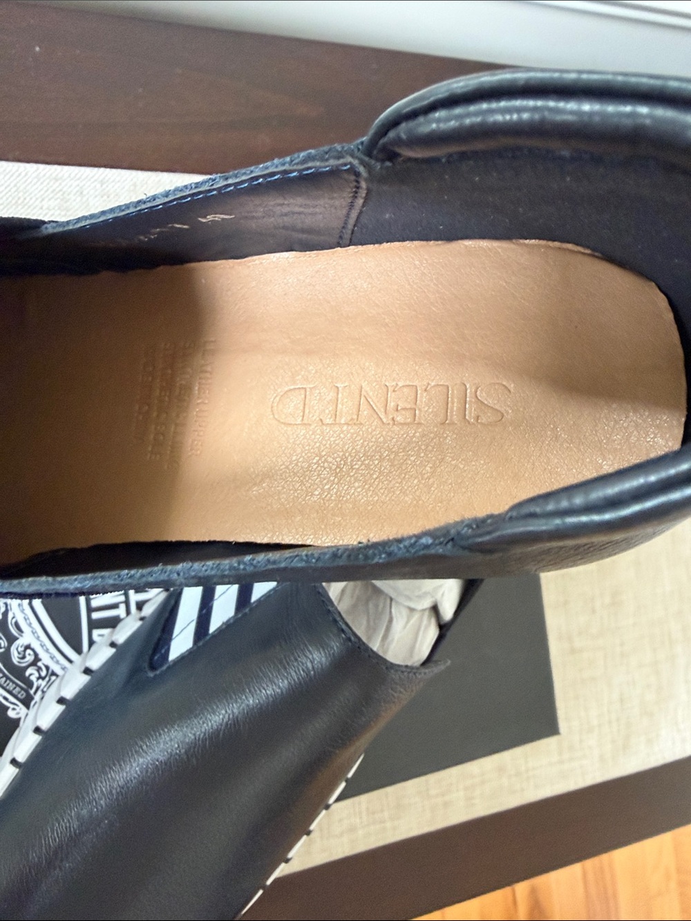 Silent D Women’s  Navy Slip-On Leather Platform Sneakers - White Sole - Picture 4 of 12